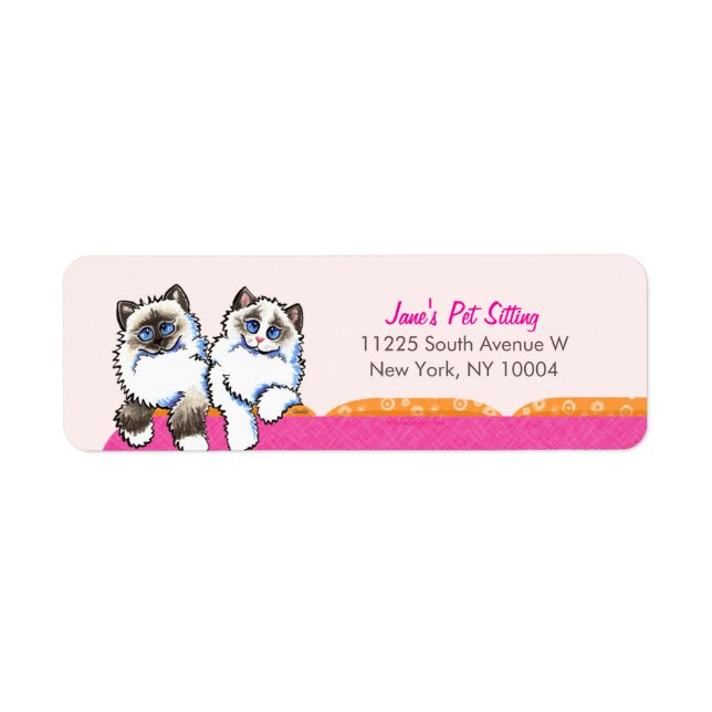 Cat Sitter Business Ragdoll Couch Pink Return Address Label (Front)
