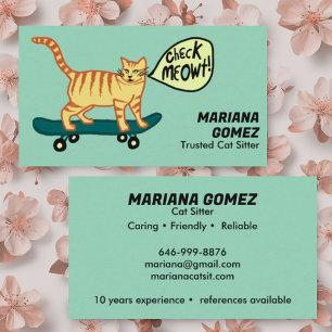 Cat Sitter Cute Check Meowt Kittens Cats Vets  Business Card