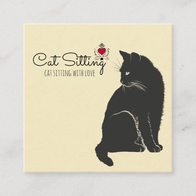 Cat Sitter Square Business Card (Front)
