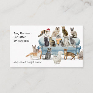 Cat Sitter Watercolor Business Card