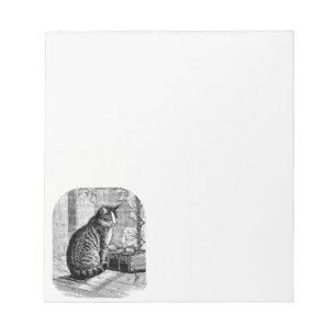 Cat Sitting by Window with Book Notepad