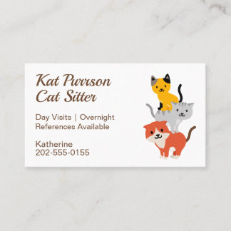 Cat Sitting Cattery Business Card