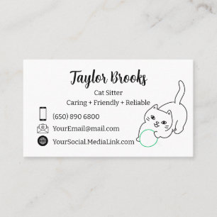 Cat Sitting Cattery Business Card