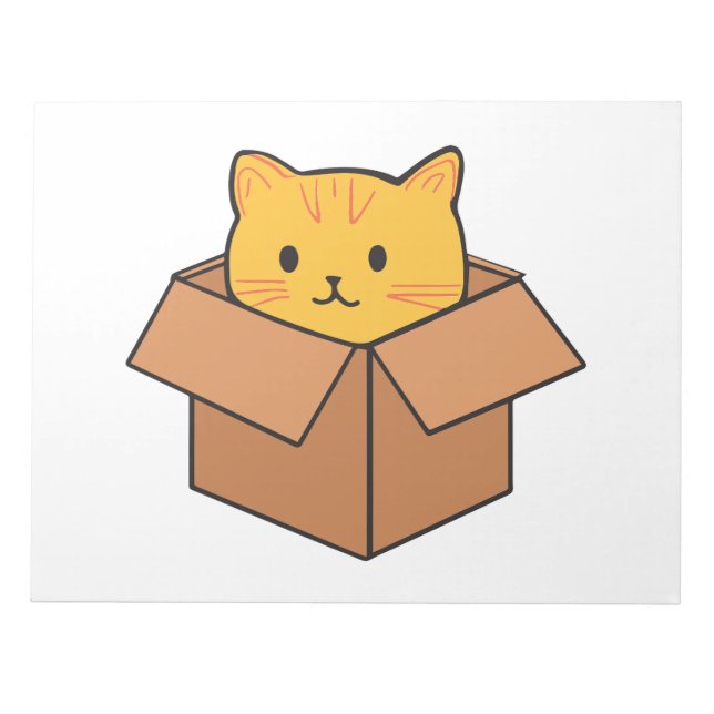 Cat sitting inside cardboard box notepad (Front)