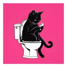 Cat Sitting on a Toilet