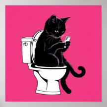 Cat Sitting on a Toilet
