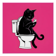 Cat Sitting on a Toilet
