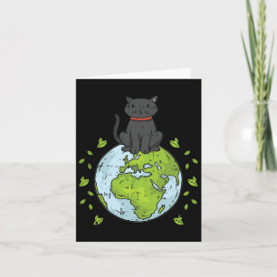 Cat Sitting Planet Earth Day Environmental Nature  Card