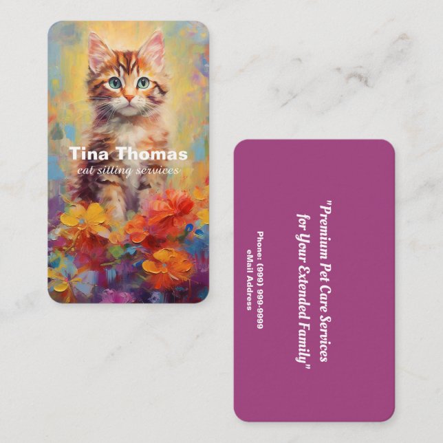 Cat Sitting Services Business Card (Front/Back)