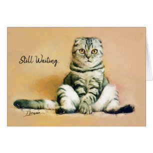 Cat Sitting Still Waiting   I Miss You Card