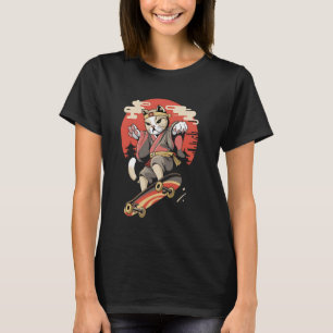 Cat Skateboarding Vintage Japanese Ukiyo-e Art T-Shirt