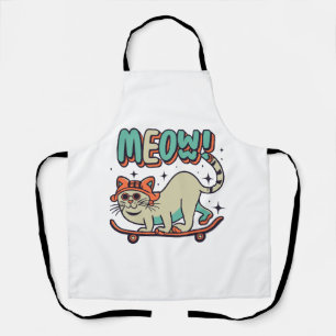 Cat Skating Meow Apron