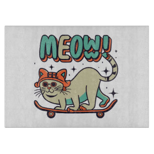 Cat Skating Meow Cutting Board