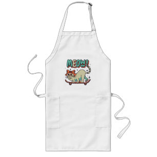 Cat Skating Meow Long Apron