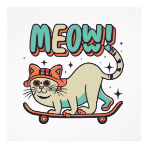 Cat Skating Meow Photo Print