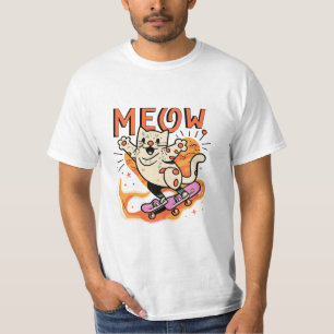 Cat Skating Meow T-Shirt