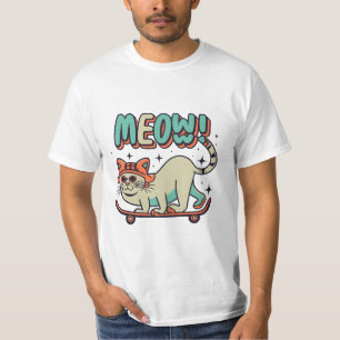 Cat Skating Meow T-Shirt