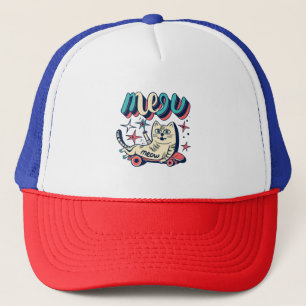Cat Skating Meow Trucker Hat