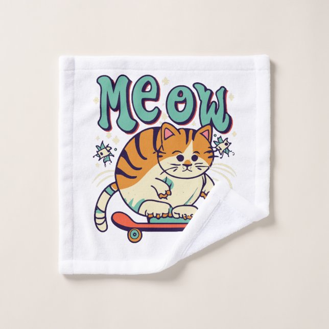 Cat Skating Meow Wash Cloth (Wash Cloth)