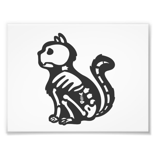 Cat skeleton cartoon silhouette - Choose back colo Photo Print (Front)