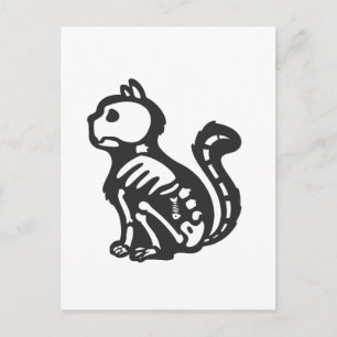 Cat skeleton cartoon silhouette - Choose back colo Postcard