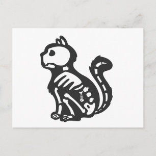 Cat skeleton cartoon silhouette - Choose back colo Postcard