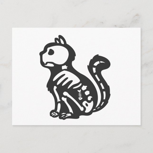 Cat skeleton cartoon silhouette - Choose back colo Postcard (Front)
