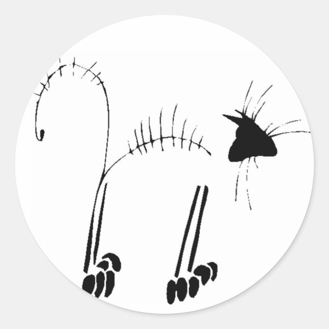 Cat Skeleton Classic Round Sticker (Front)