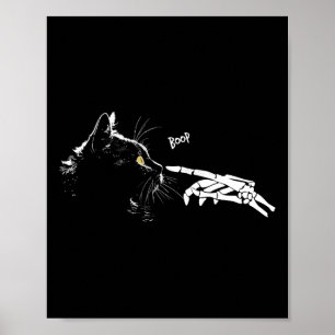 Cat Skeleton Hand Boop Halloween Cute Black Cats P Poster