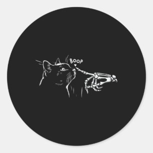 Cat Skeleton Hand Boop Halloween Pet Women Girls K Classic Round Sticker