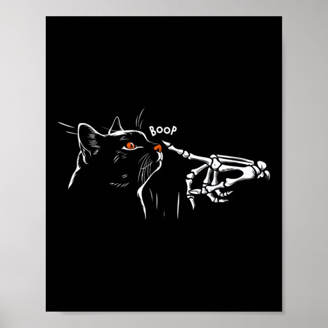 Cat Skeleton Hand Boop Halloween Pet Women Girls K Poster (Front)