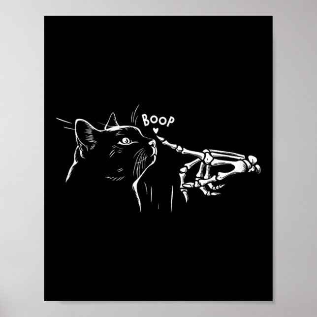 Cat Skeleton Hand Boop Halloween Pet Women Girls K Poster (Front)