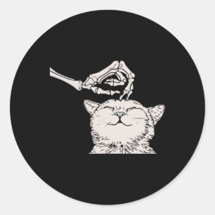 Cat Skeleton Hand Lazy Halloween Costume Cool Bone Classic Round Sticker