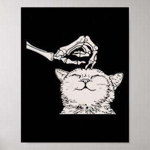 Cat Skeleton Hand Lazy Halloween Costume Cool Bone Poster