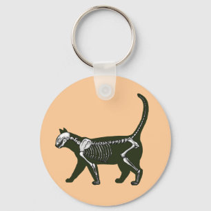 Cat Skeleton Key Ring