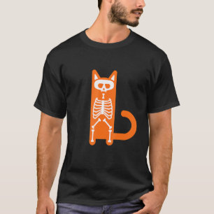 Cat Skeleton Scary Halloween T Trick Or Treat Skul T-Shirt
