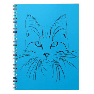 Cat Sketch - Custom Background Colour Notebook