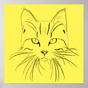 Cat Sketch - Customisable Colour Poster