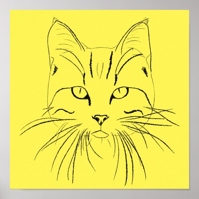 Cat Sketch - Customisable Colour Poster (Front)