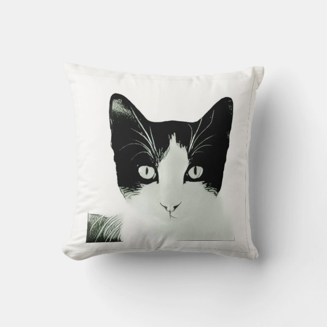 Cat Sketch Throw Pillow (Front)