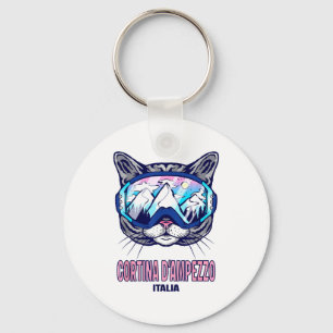 Cat ski goggles mountain panorama cortina key ring