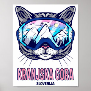 Cat ski goggles mountain panorama kranjska gora poster