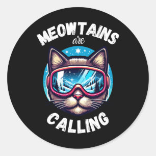 Cat Ski Goggles Skiing Snowboarding Winter Ski Res Classic Round Sticker