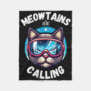 Cat Ski Goggles Skiing Snowboarding Winter Ski Res Fleece Blanket