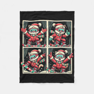 Cat Skiing Snowboard Winter Mountain Xmas Trip Pho Fleece Blanket