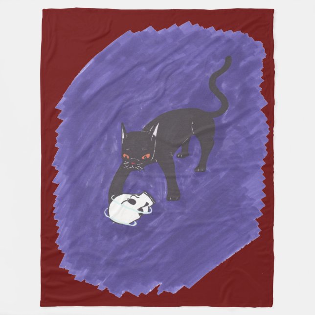 Cat & Skull Fleece Blanket (Front)