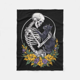 Cat Skull Kitten Cute Skeleton Halloween Men Women Fleece Blanket