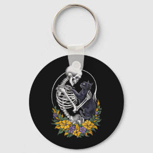 Cat Skull Kitten Cute Skeleton Halloween Men Women Key Ring