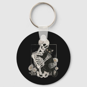 Cat Skull Kitten Cute Skeleton Halloween Men Women Key Ring