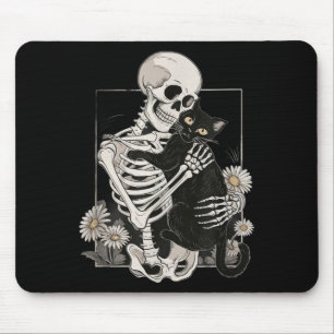 Cat Skull Kitten Cute Skeleton Halloween Men Women Mouse Pad